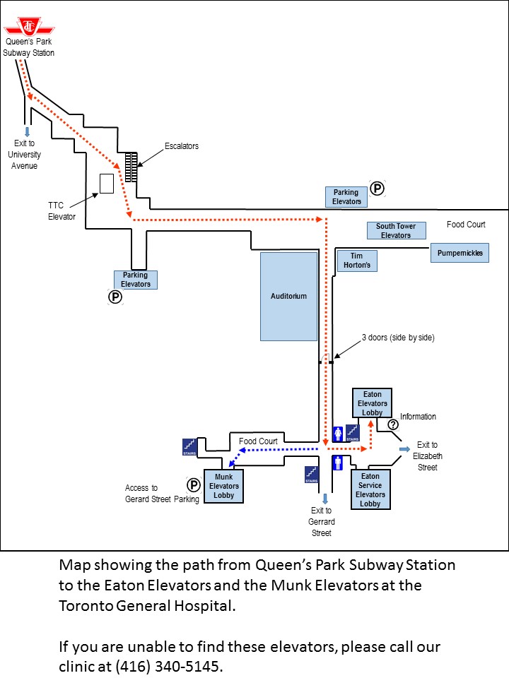 Map from Queen's Park to TGH through MaRS